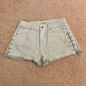 PacSun High Rise Shorts — Lace-Up White